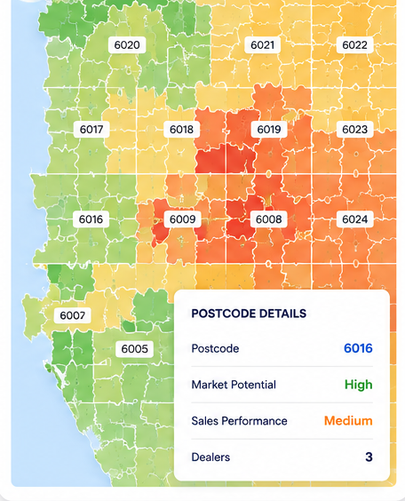 Postcode boundary map with postcode detail panel